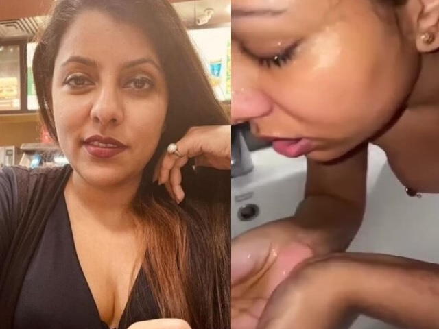 Indian wife washing face with sexy boobs showing